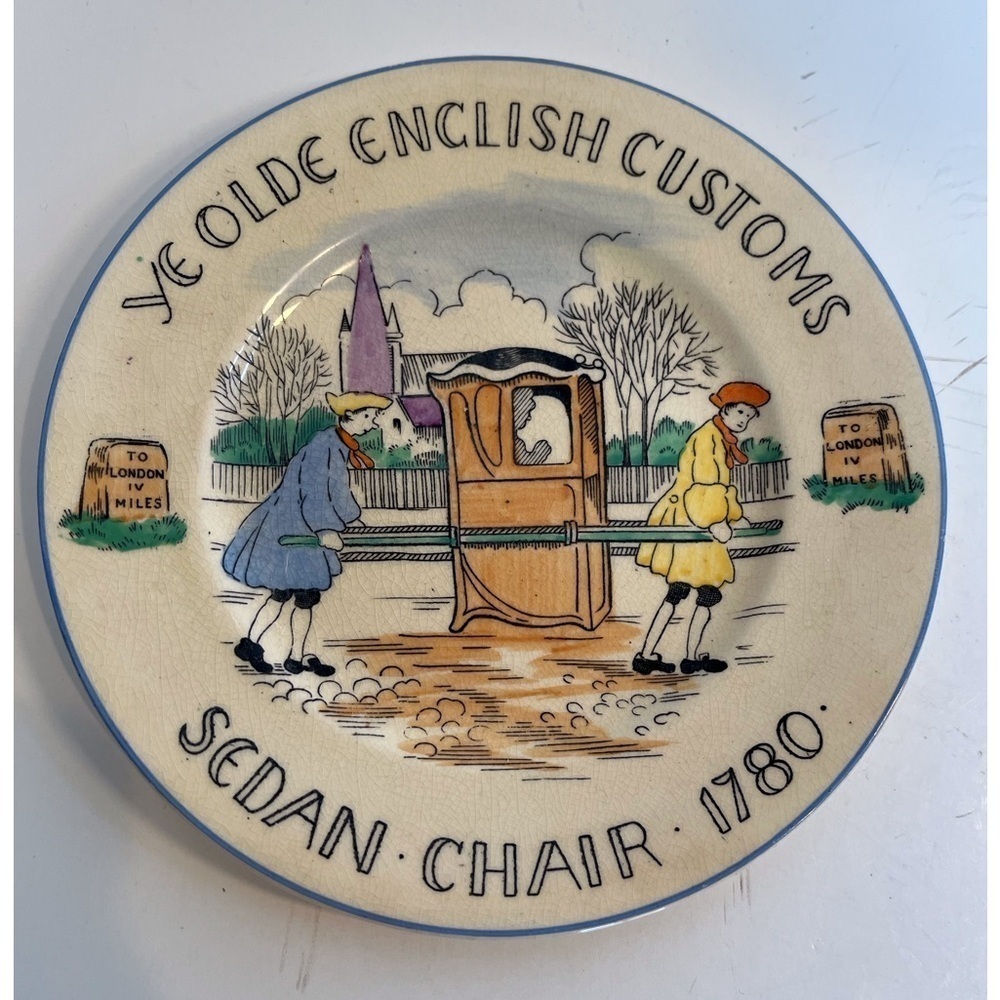 Dessert Plates with Vintage Scenes of  Olde English Customs by Burgess and Leigh